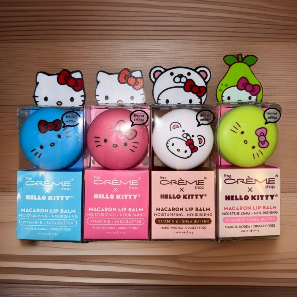 The Crème Shop x Hello Kitty‎ Macaron Lip Balm Set 0.26 oz Set Of 4 Limited Ed.